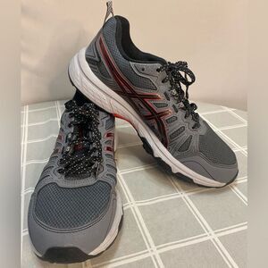 ASICS Gel Venture 7 Men’s Extra Wide 8-1/2 Dk Grey Black Red Sneakers Shoes